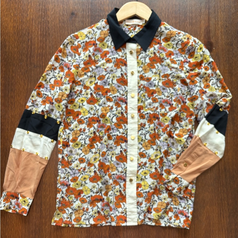 Tory Burch Silk Floral Print Shirt